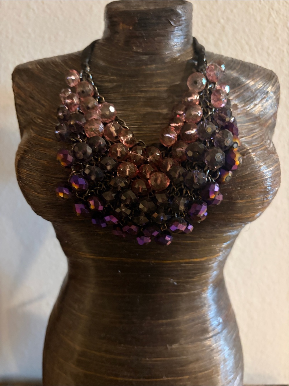Pink and Purple Beaded Statement Necklace